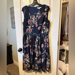 Kay Unger Navy Floral Dress